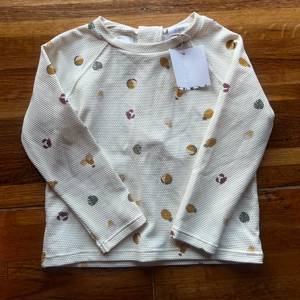 Zara Swim Rashguard Sz 12-24M New Pineapple beachball Yellow